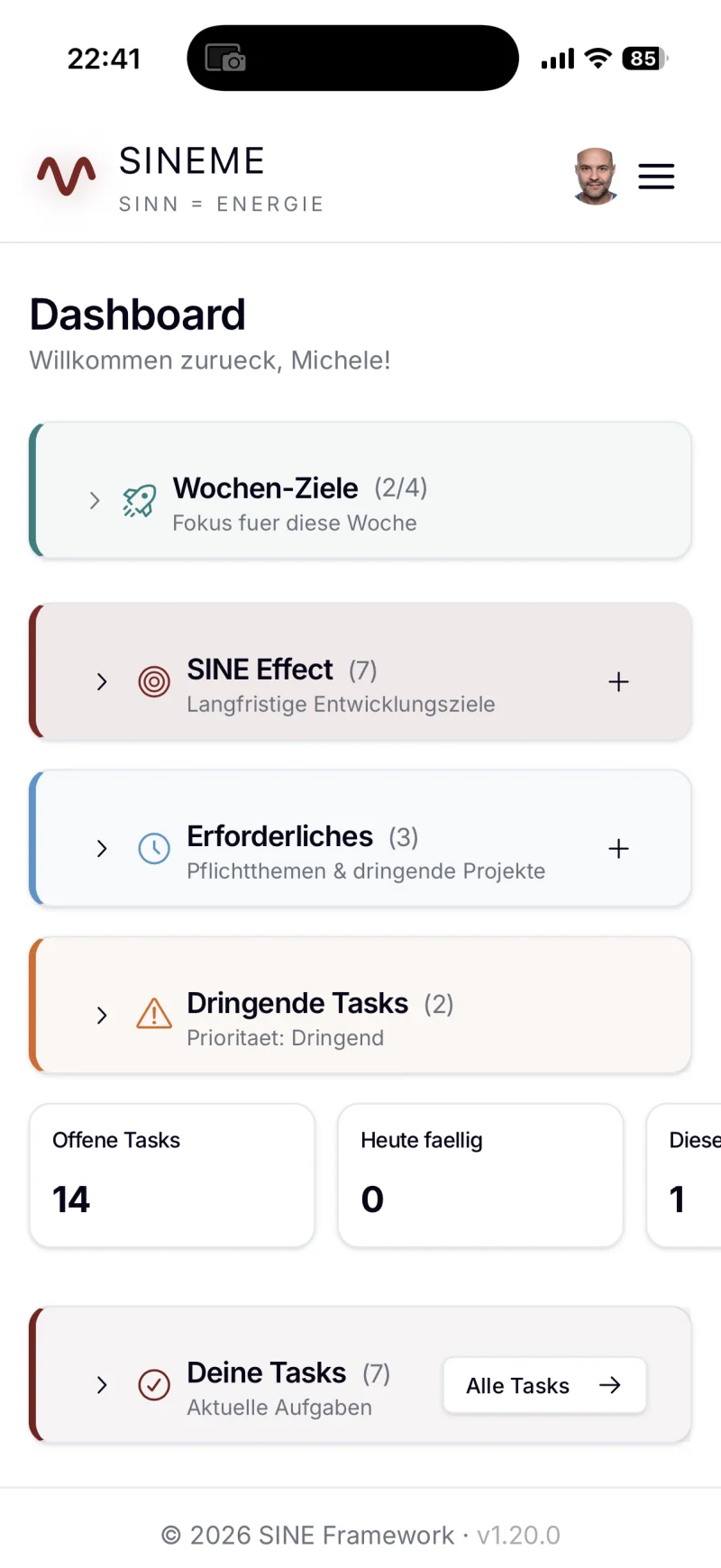 SINEme Dashboard &ndash; dein pers&ouml;nliches Cockpit f&uuml;r Sinn und Energie
